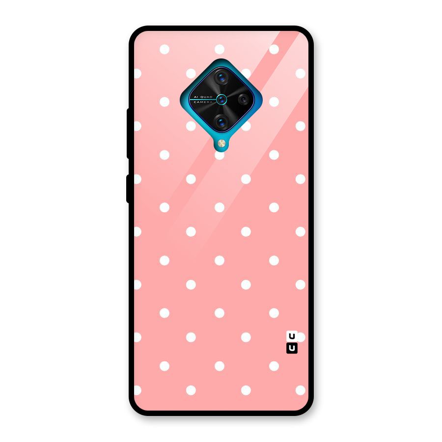 Peach Polka Pattern Glass Back Case for Vivo S1 Pro