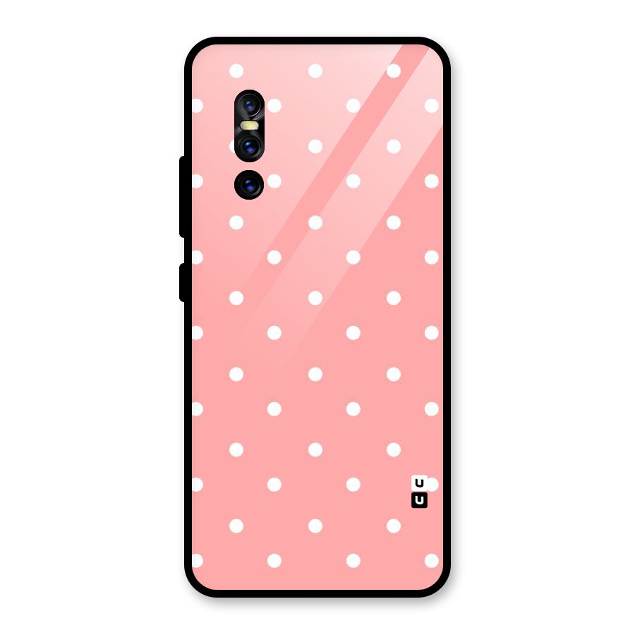 Peach Polka Pattern Glass Back Case for Vivo V15 Pro