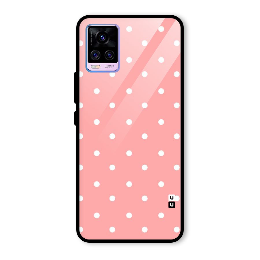 Peach Polka Pattern Glass Back Case for Vivo V20 Pro