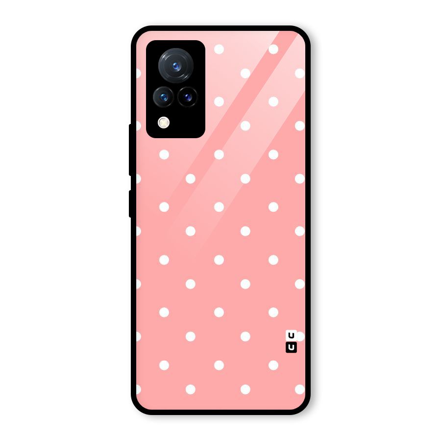 Peach Polka Pattern Glass Back Case for Vivo V21 5G