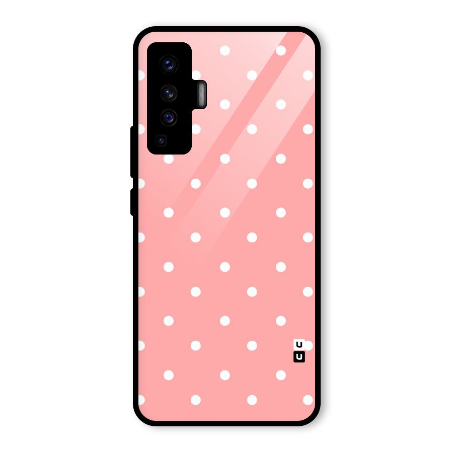 Peach Polka Pattern Glass Back Case for Vivo X50