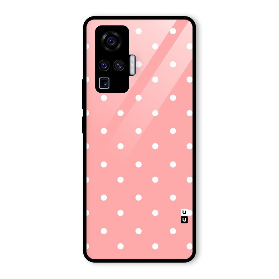 Peach Polka Pattern Glass Back Case for Vivo X50 Pro