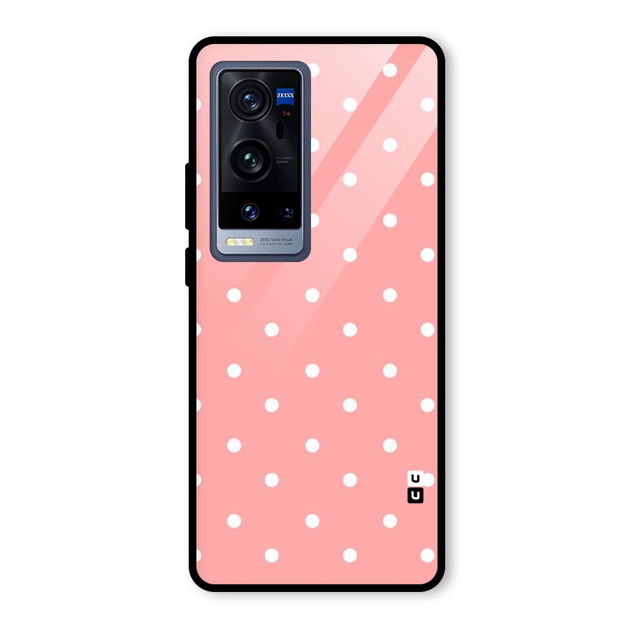Peach Polka Pattern Glass Back Case for Vivo X60 Pro Plus