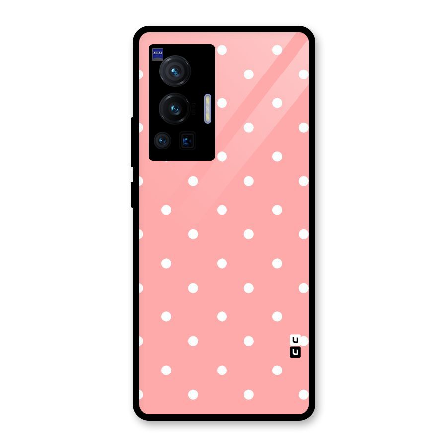 Peach Polka Pattern Glass Back Case for Vivo X70 Pro