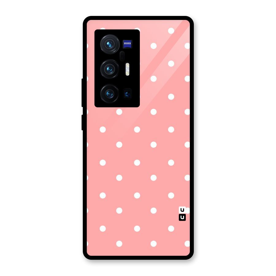 Peach Polka Pattern Glass Back Case for Vivo X70 Pro Plus