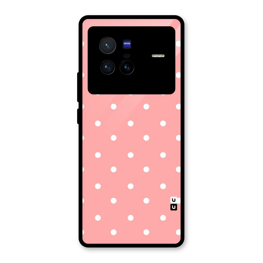 Peach Polka Pattern Glass Back Case for Vivo X80