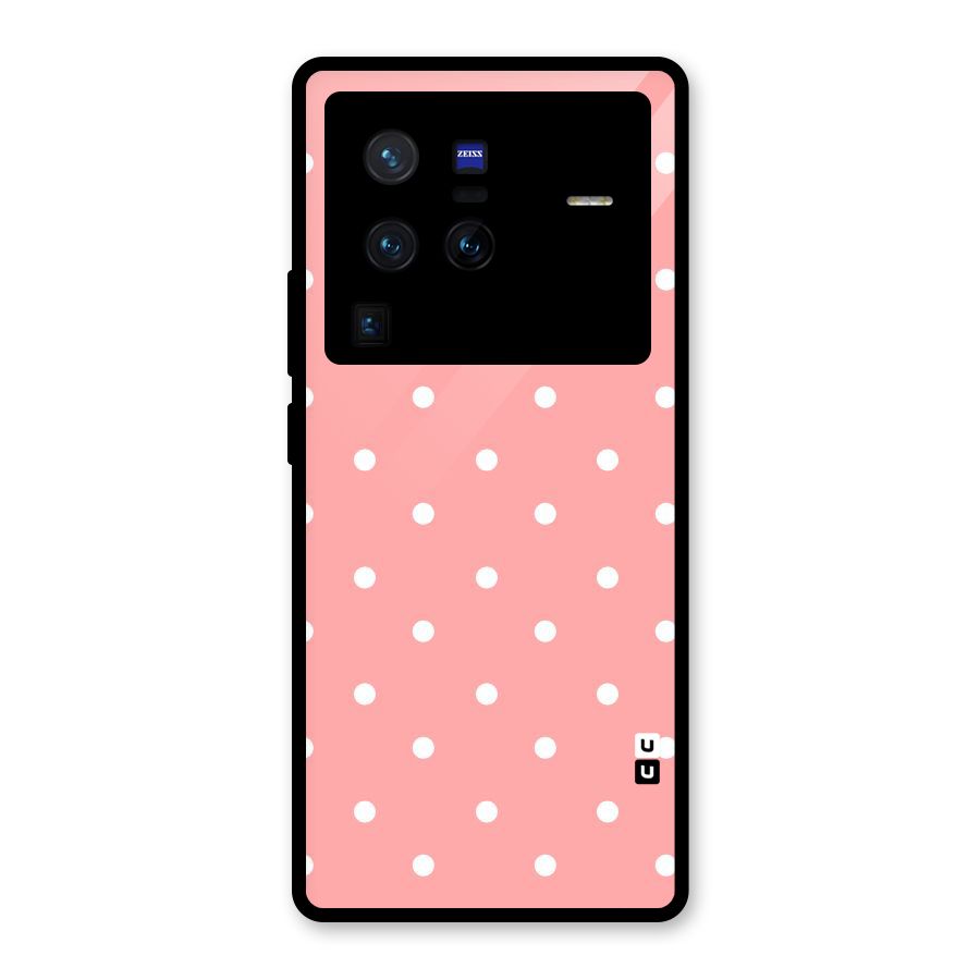 Peach Polka Pattern Glass Back Case for Vivo X80 Pro