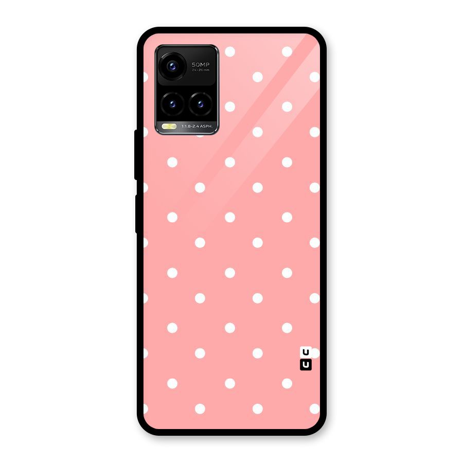Peach Polka Pattern Glass Back Case for Vivo Y21A