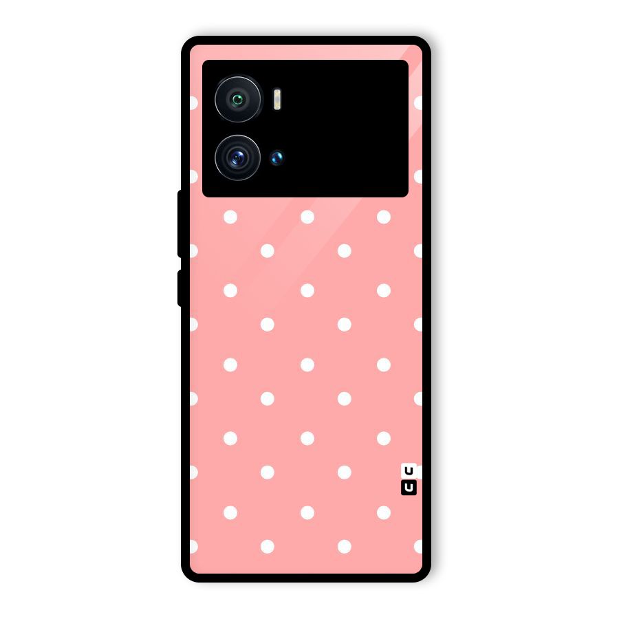 Peach Polka Pattern Glass Back Case for Vivo iQOO 9 Pro