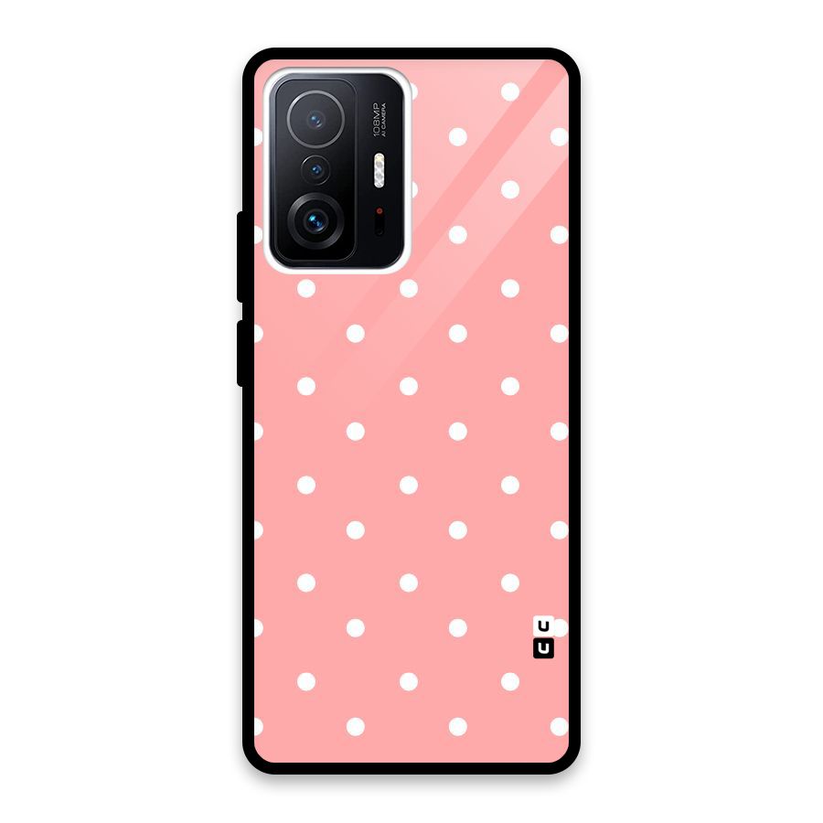 Peach Polka Pattern Glass Back Case for Xiaomi 11T Pro