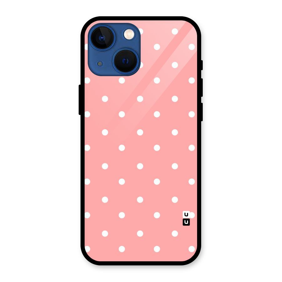 Peach Polka Pattern Glass Back Case for iPhone 13 Mini