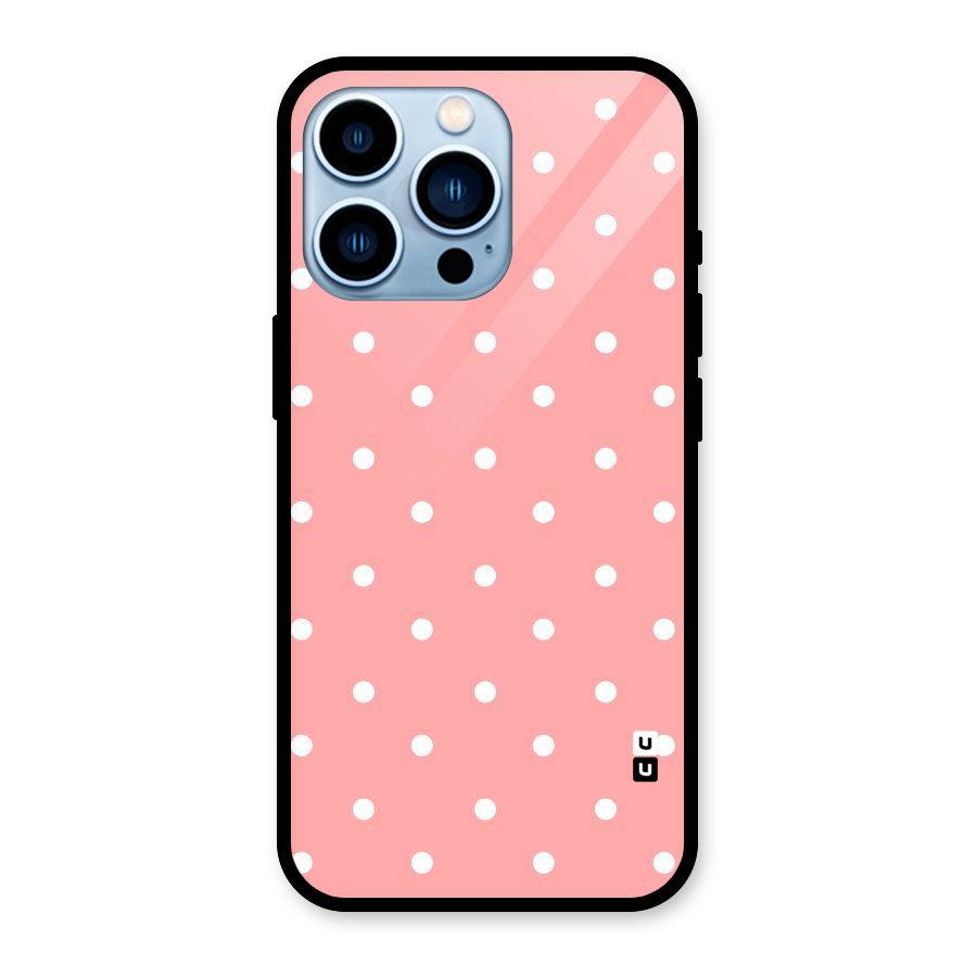 Peach Polka Pattern Glass Back Case for iPhone 13 Pro