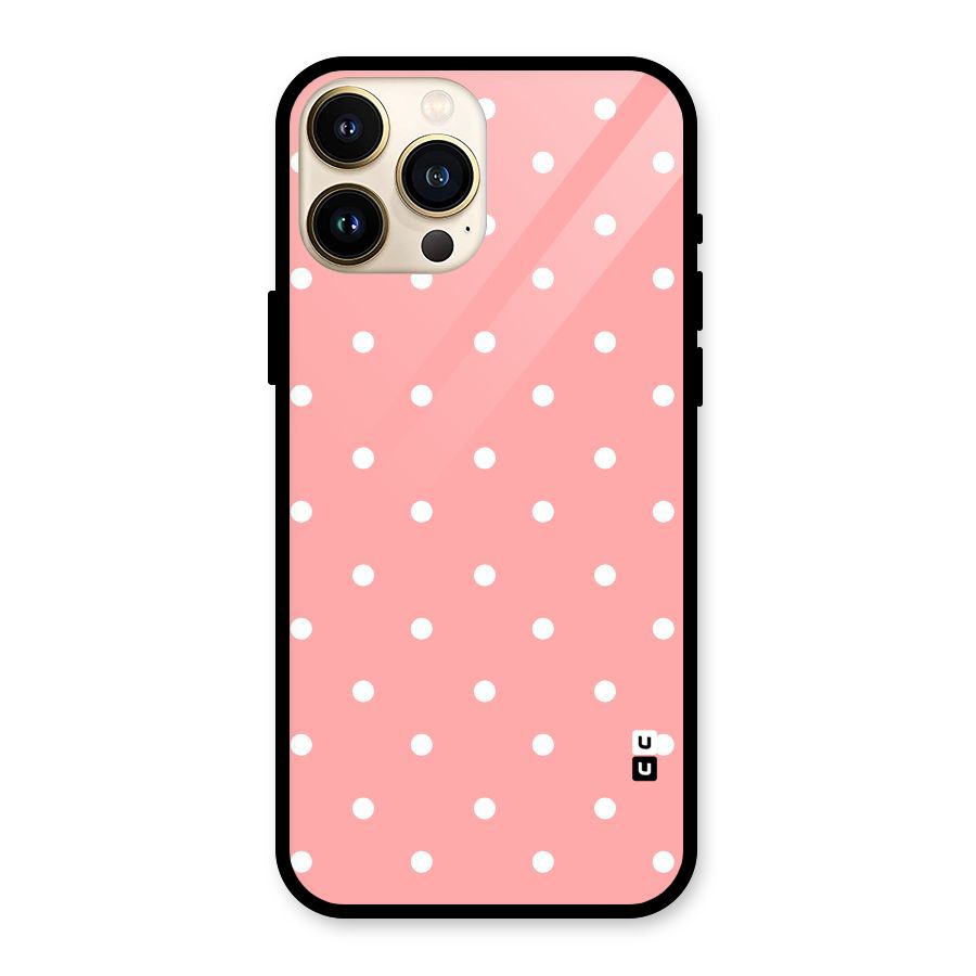 Peach Polka Pattern Glass Back Case for iPhone 13 Pro Max