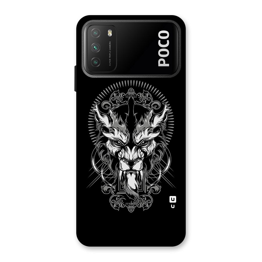 Pencil Art Lion Illustration Back Case for Poco M3