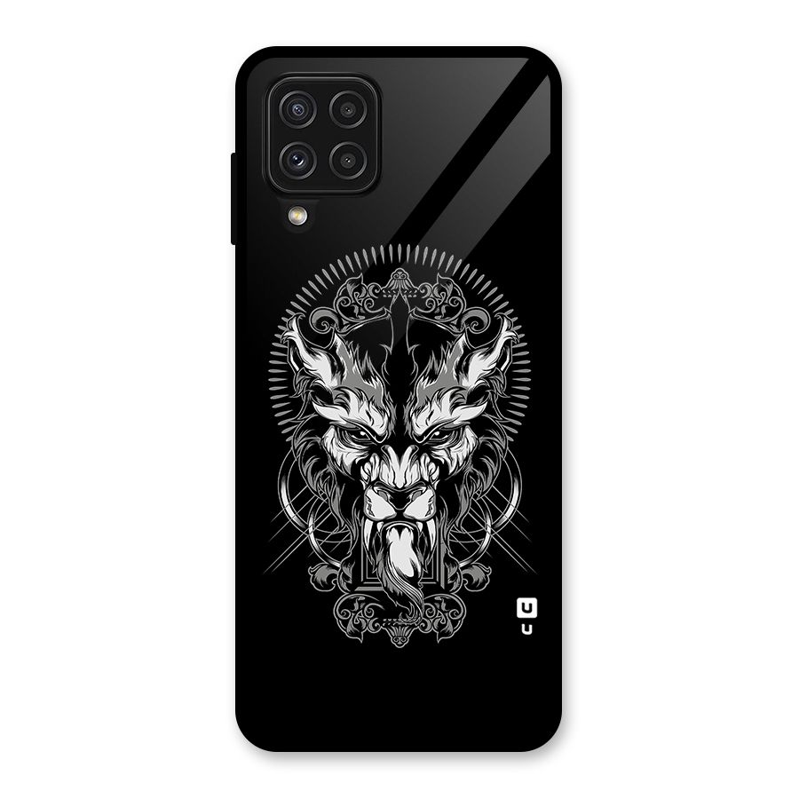 Pencil Art Lion Illustration Glass Back Case for Galaxy A22 4G