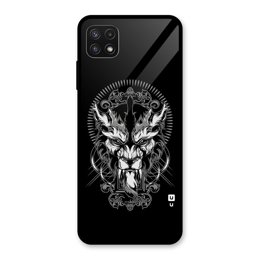 Pencil Art Lion Illustration Glass Back Case for Galaxy A22 5G