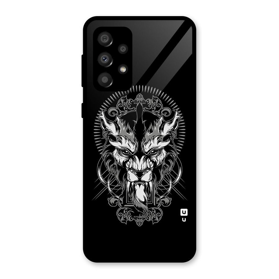 Pencil Art Lion Illustration Glass Back Case for Galaxy A32