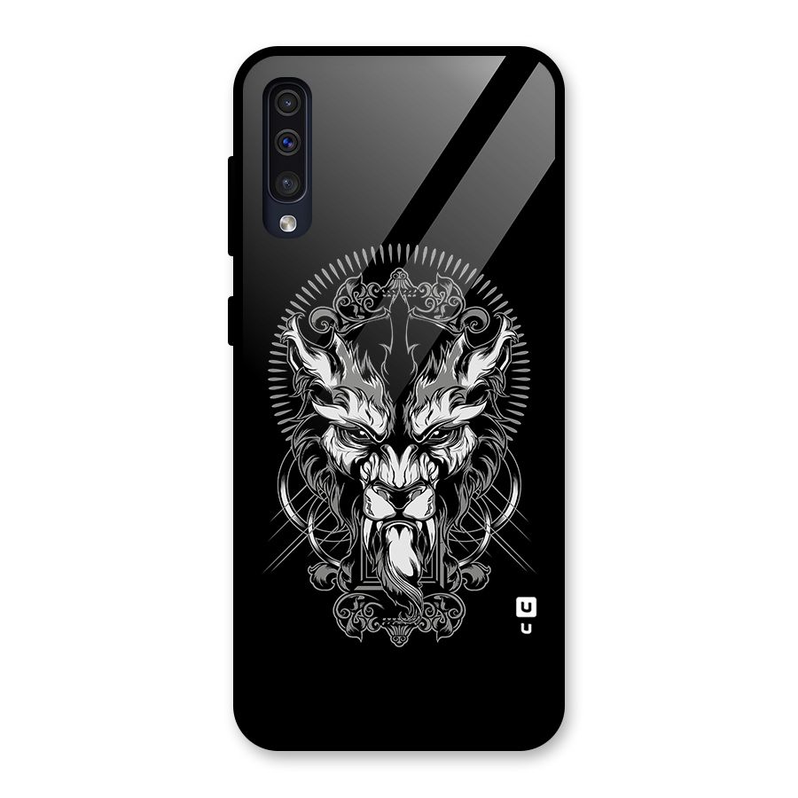 Pencil Art Lion Illustration Glass Back Case for Galaxy A50