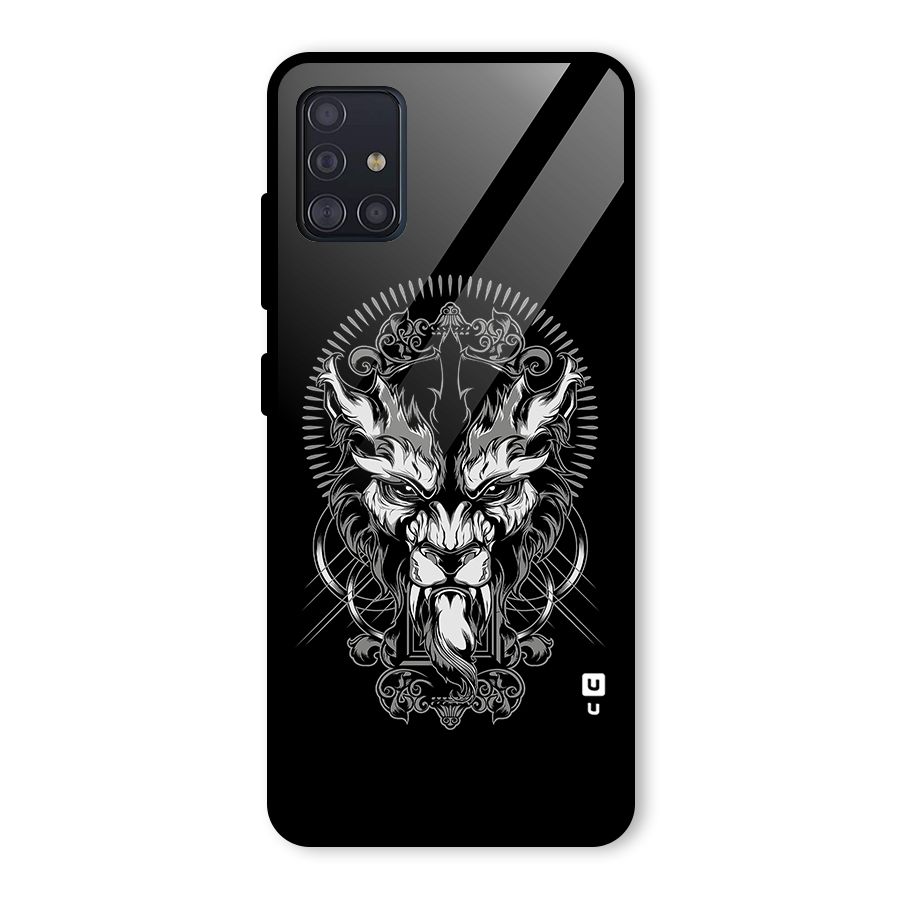 Pencil Art Lion Illustration Glass Back Case for Galaxy A51