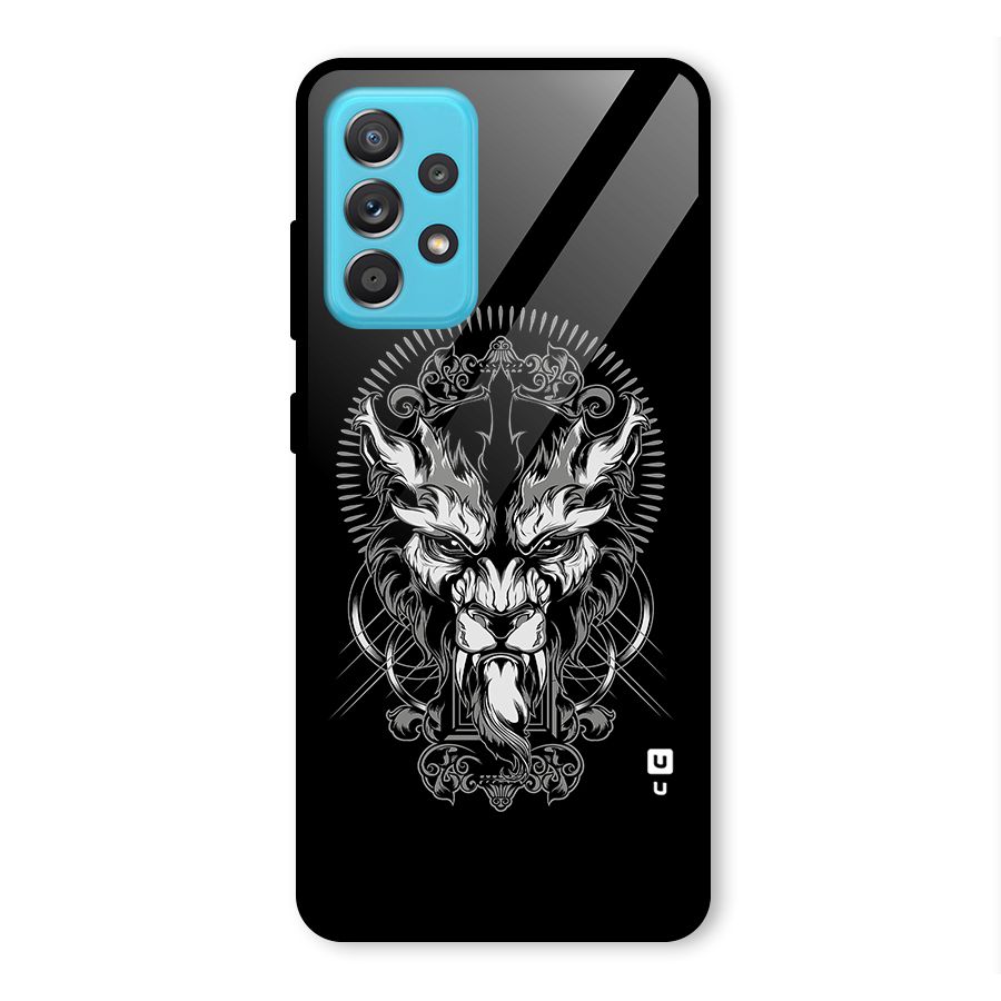 Pencil Art Lion Illustration Glass Back Case for Galaxy A52s 5G