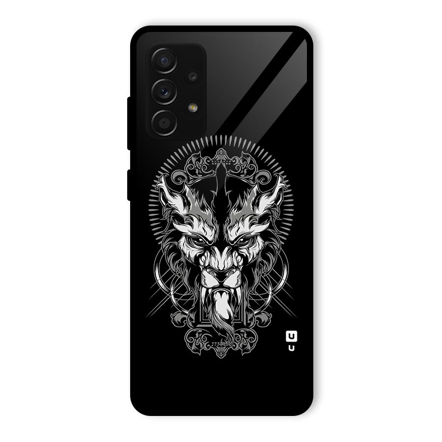 Pencil Art Lion Illustration Glass Back Case for Galaxy A53 5G