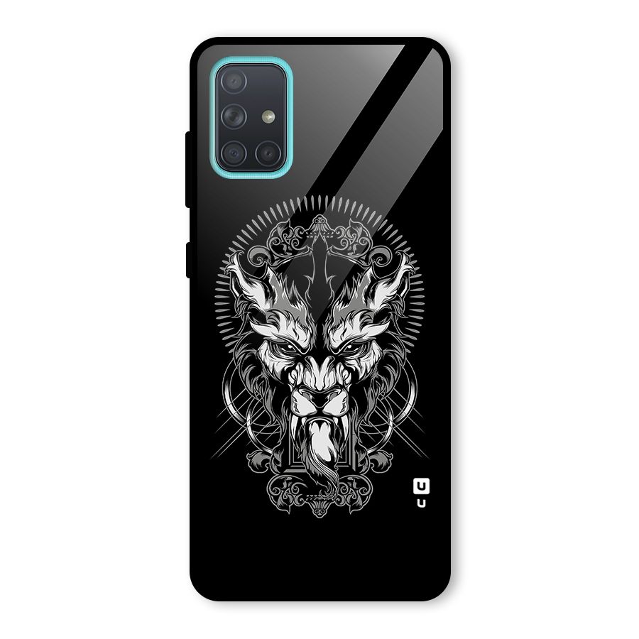 Pencil Art Lion Illustration Glass Back Case for Galaxy A71