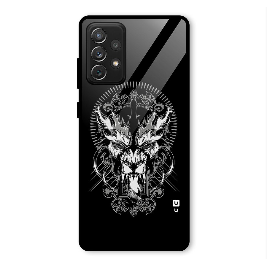 Pencil Art Lion Illustration Glass Back Case for Galaxy A72
