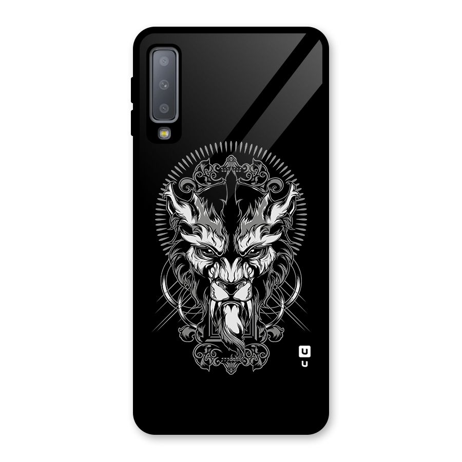 Pencil Art Lion Illustration Glass Back Case for Galaxy A7 (2018)
