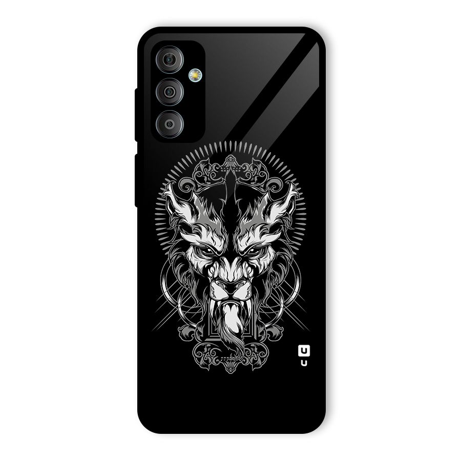 Pencil Art Lion Illustration Glass Back Case for Galaxy F23