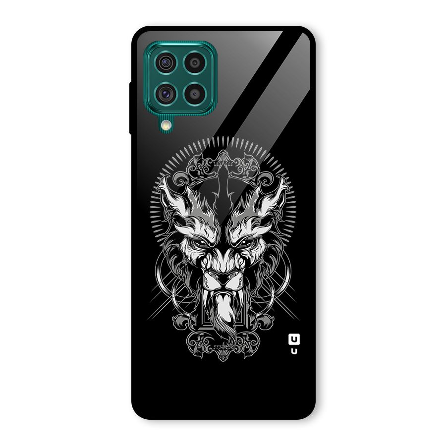 Pencil Art Lion Illustration Glass Back Case for Galaxy F62