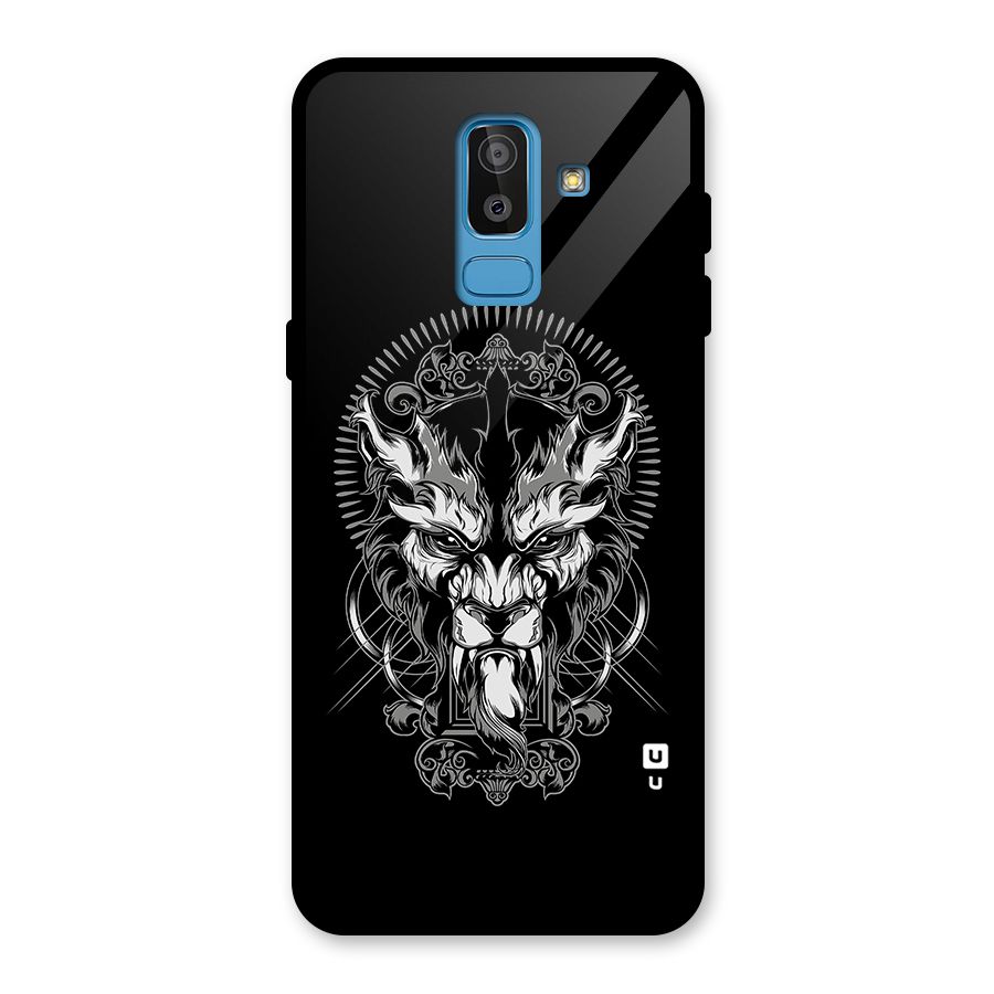 Pencil Art Lion Illustration Glass Back Case for Galaxy J8