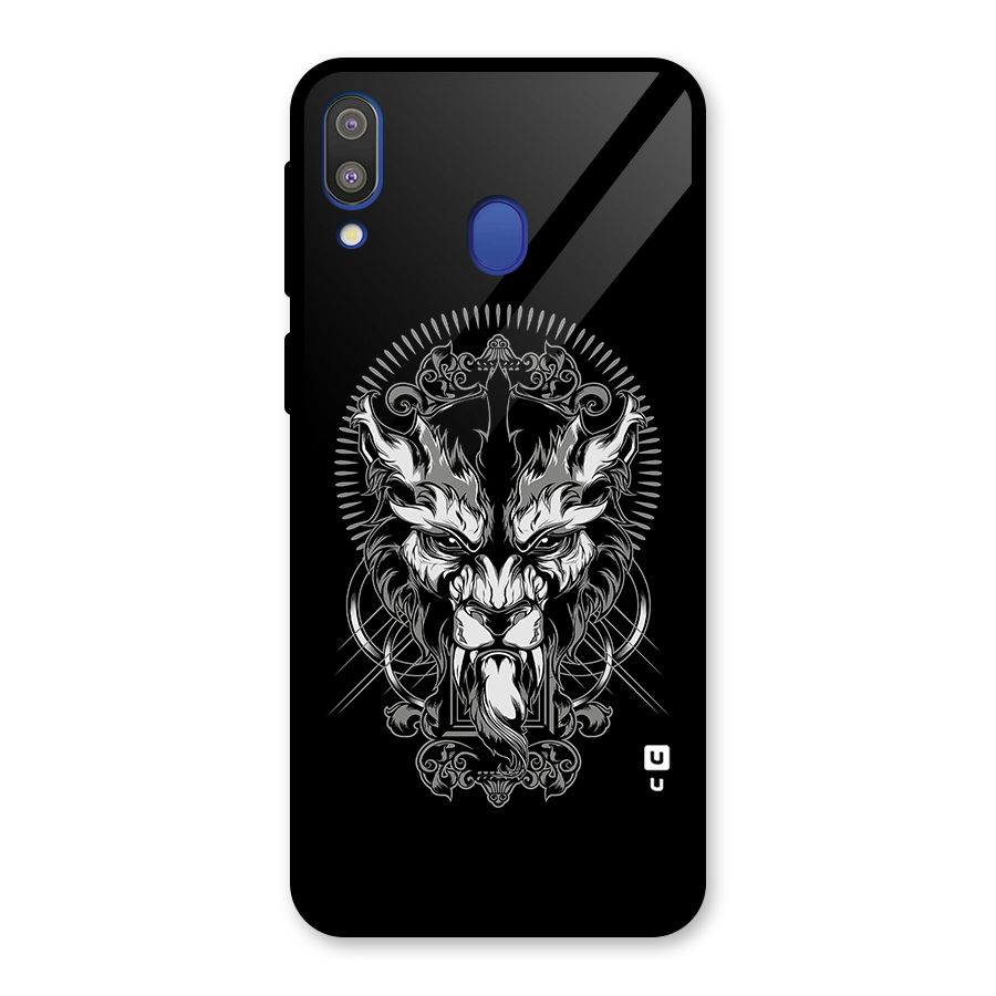 Pencil Art Lion Illustration Glass Back Case for Galaxy M20