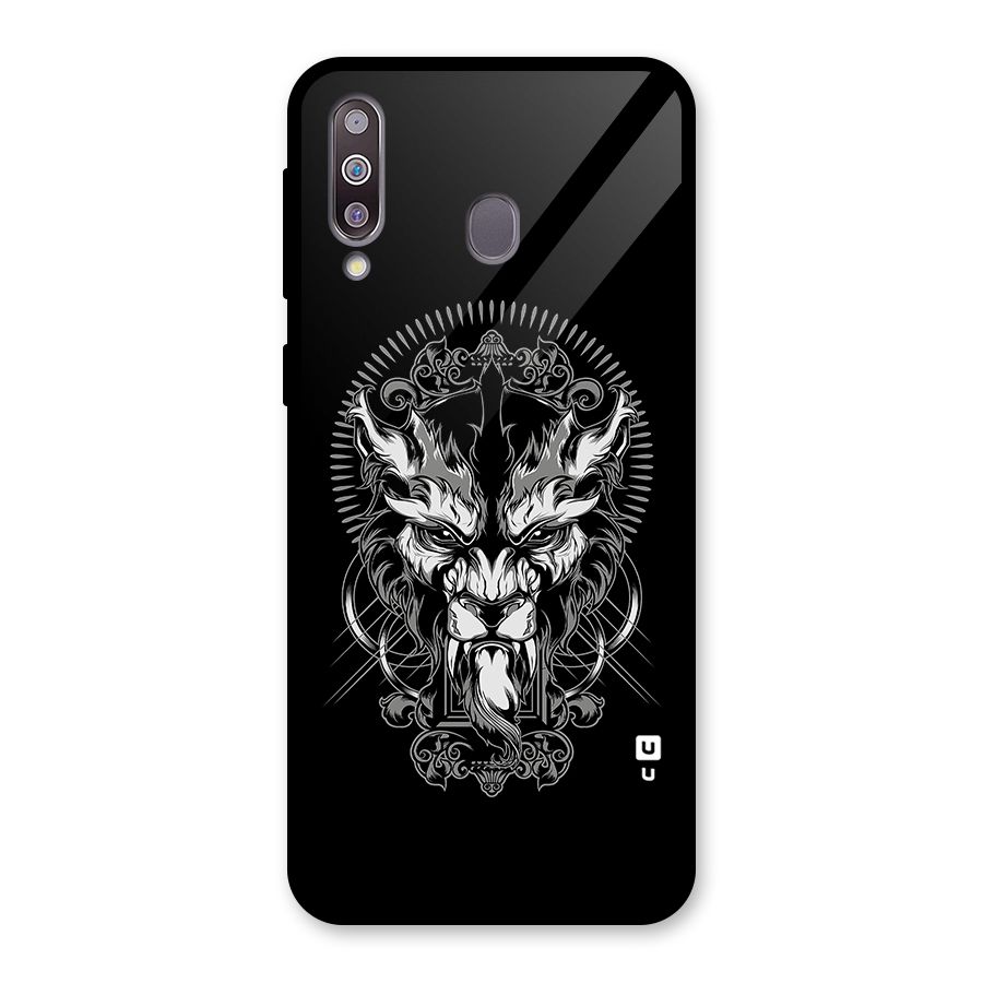 Pencil Art Lion Illustration Glass Back Case for Galaxy M30