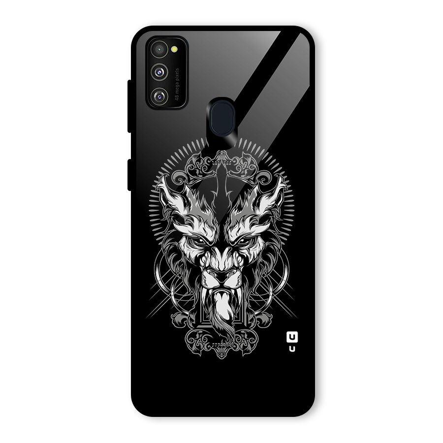 Pencil Art Lion Illustration Glass Back Case for Galaxy M30s
