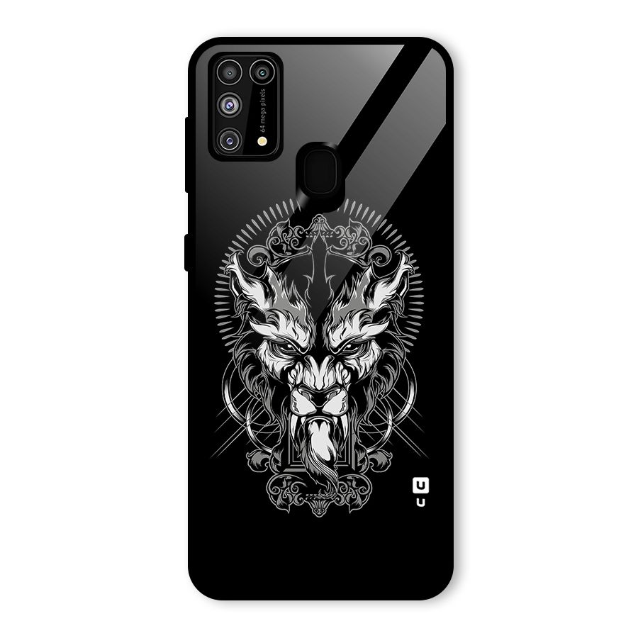 Pencil Art Lion Illustration Glass Back Case for Galaxy M31