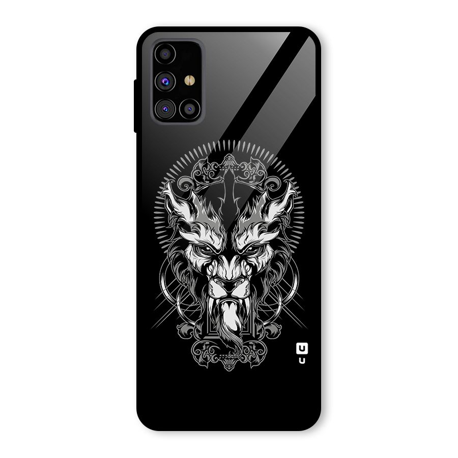 Pencil Art Lion Illustration Glass Back Case for Galaxy M31s