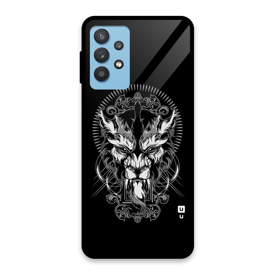 Pencil Art Lion Illustration Glass Back Case for Galaxy M32 5G