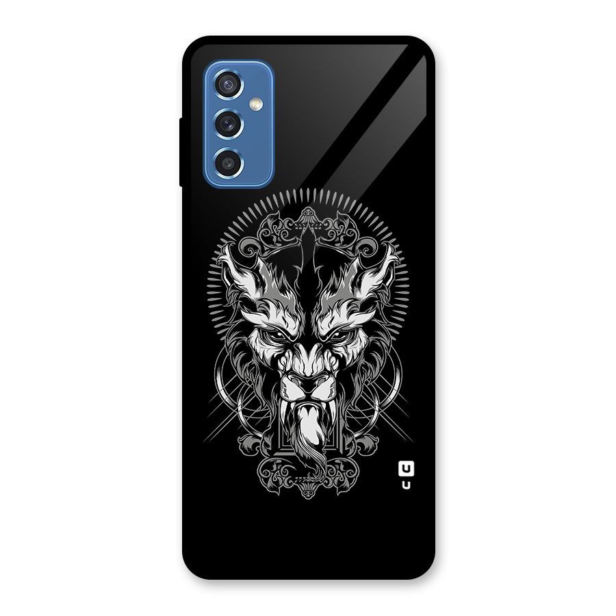 Pencil Art Lion Illustration Glass Back Case for Galaxy M52 5G