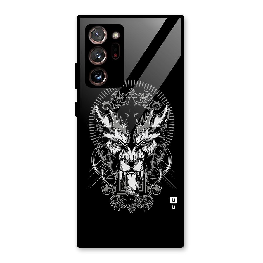 Pencil Art Lion Illustration Glass Back Case for Galaxy Note 20 Ultra 5G