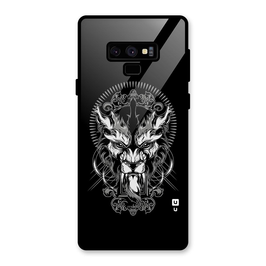 Pencil Art Lion Illustration Glass Back Case for Galaxy Note 9