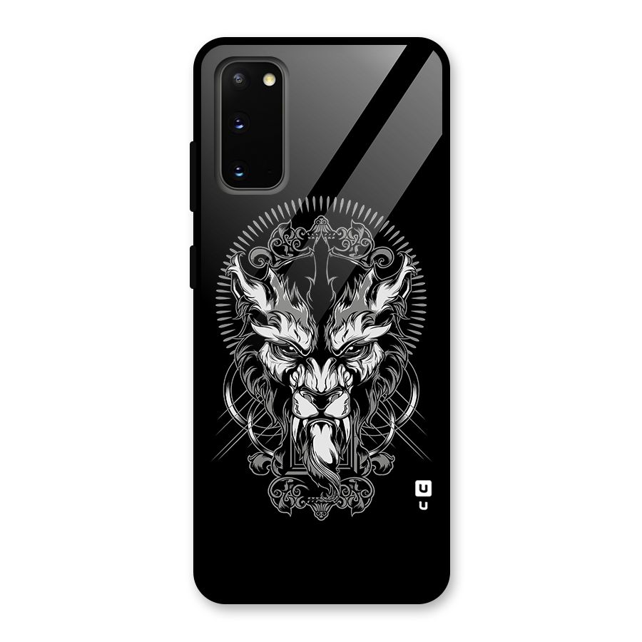 Pencil Art Lion Illustration Glass Back Case for Galaxy S20