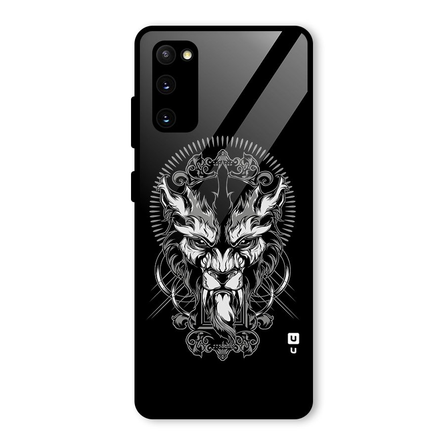 Pencil Art Lion Illustration Glass Back Case for Galaxy S20 FE