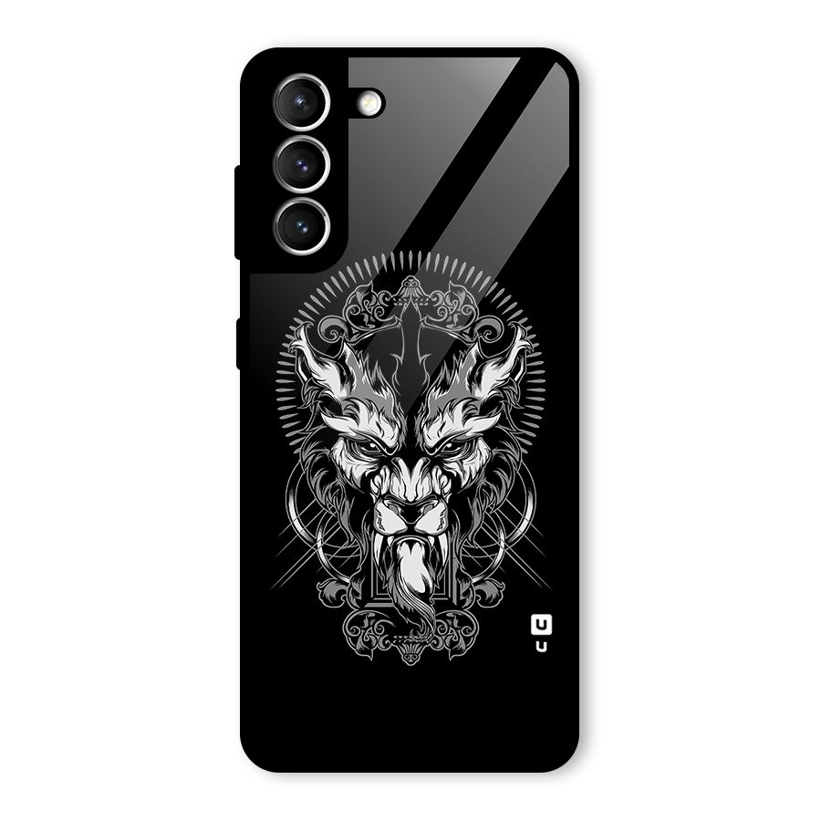 Pencil Art Lion Illustration Glass Back Case for Galaxy S21 5G