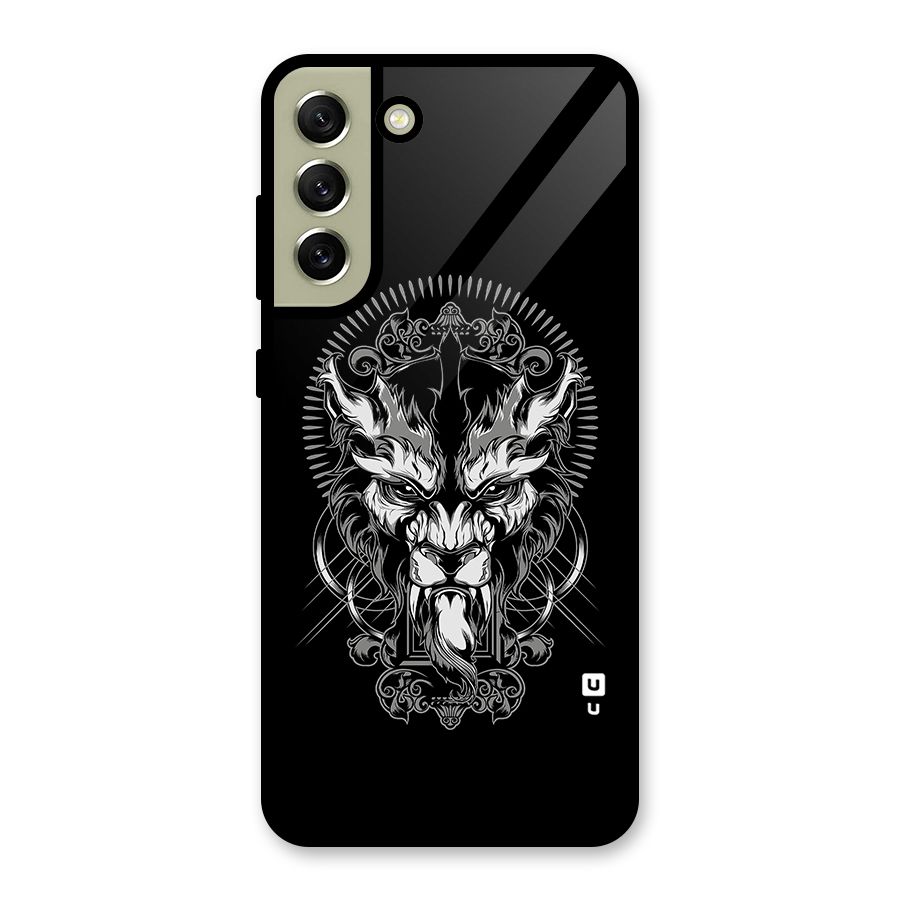 Pencil Art Lion Illustration Glass Back Case for Galaxy S21 FE 5G