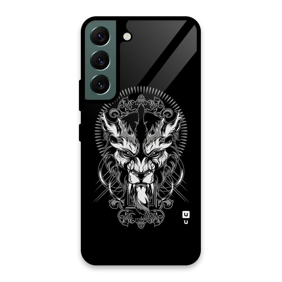 Pencil Art Lion Illustration Glass Back Case for Galaxy S22 5G