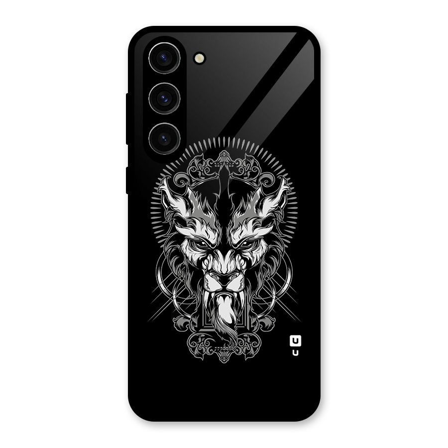 Pencil Art Lion Illustration Glass Back Case for Galaxy S23 Plus