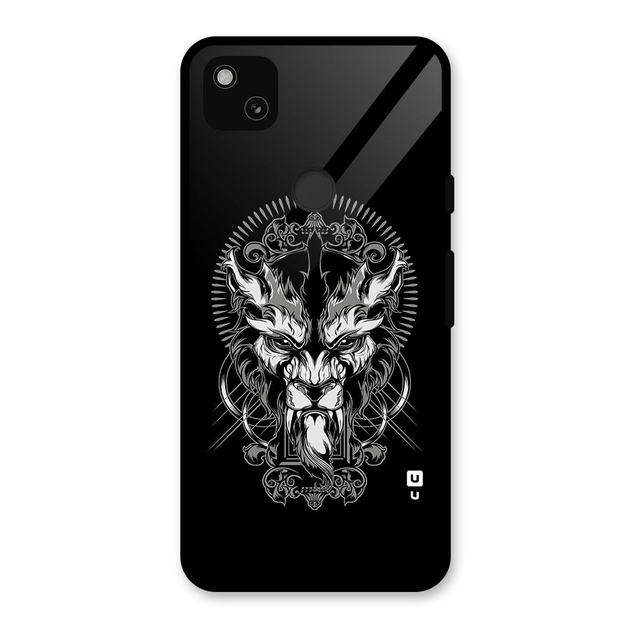 Pencil Art Lion Illustration Glass Back Case for Google Pixel 4a