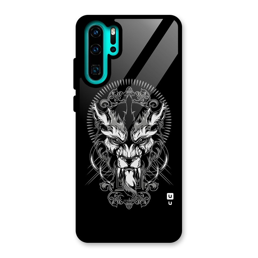 Pencil Art Lion Illustration Glass Back Case for Huawei P30 Pro
