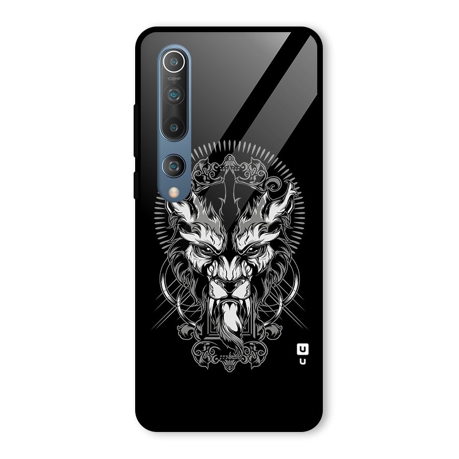 Pencil Art Lion Illustration Glass Back Case for Mi 10
