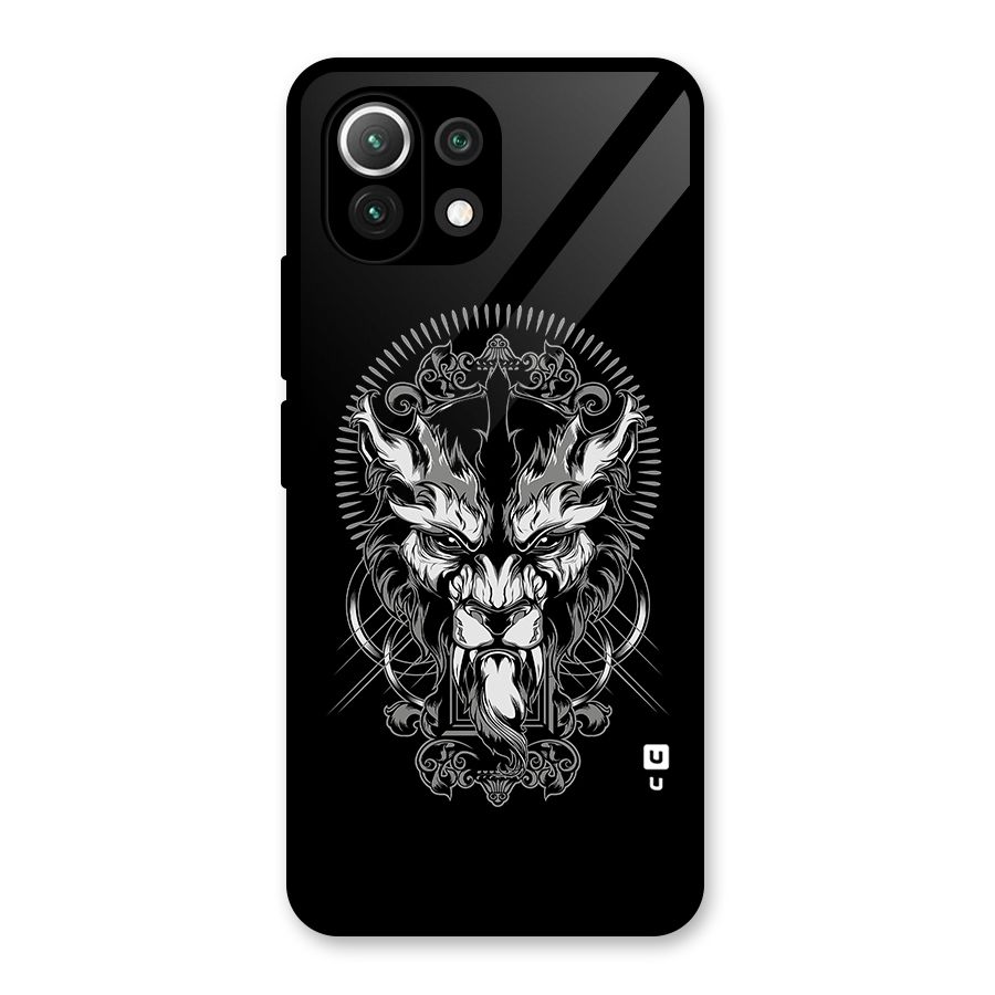 Pencil Art Lion Illustration Glass Back Case for Mi 11 Lite NE 5G